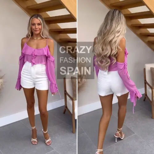 ZARA NWT  Pink RUFFLED PLEATED TOP - Image 6