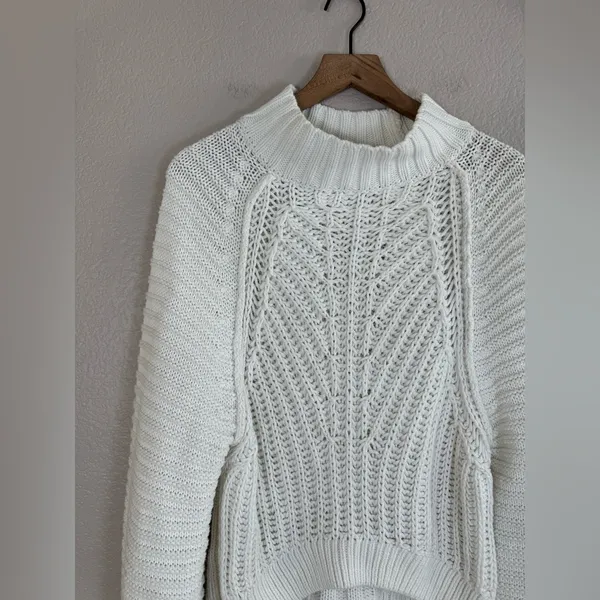 Free People Sweetheart Oversized Chunky Mock Neck Knit Sweater White Small $89 - Image 12