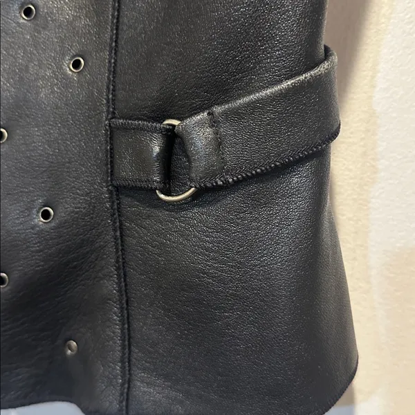 Genuine soft leather zip up vest size L‎ Black Size L - Image 2