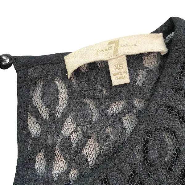 7 For All Mankind Black Sheer Ruffled Blouse with Bell Sleeves - Image 6