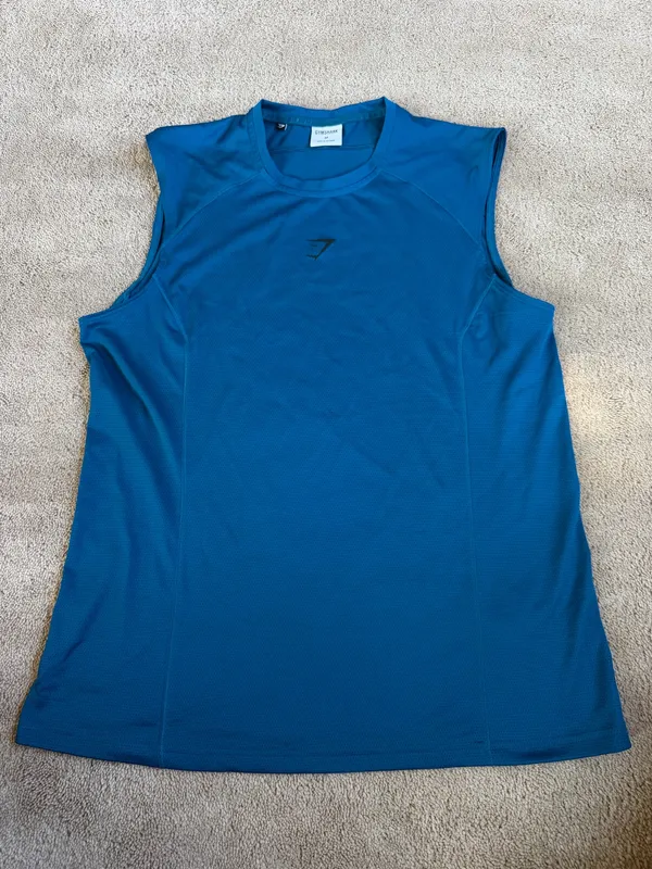 Gymshark Blue Sleeveless Workout Top – Medium - Image 2