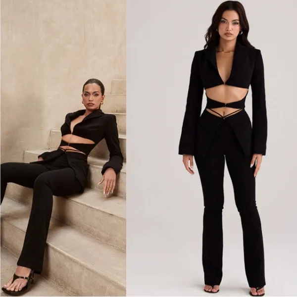 New! House of CB Layla Black V-Front Trousers‎ Size XS $149 - Image 3
