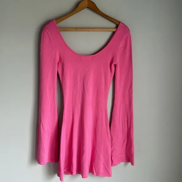 Meshki Birdie Long Sleeve Knit Mini Dress in Bubblegum XXS - Image 7