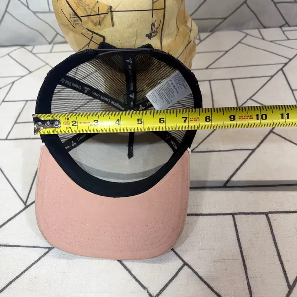 Prana Trucker Hat OS Peach Grey Black Shine Moon Snapback Mesh Cap‎ - Image 7