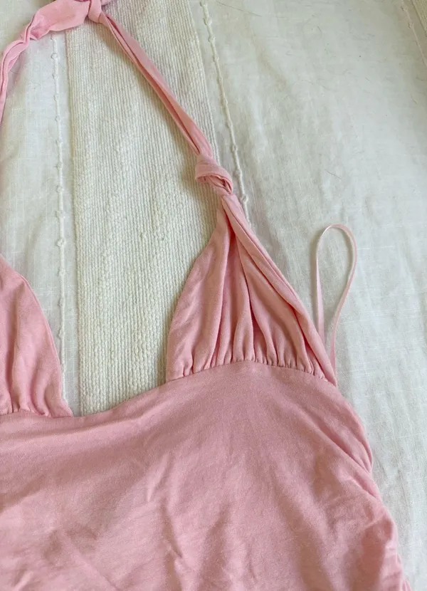 Edikted Pink Lillie Knotted Halter Neck Tank - Image 5