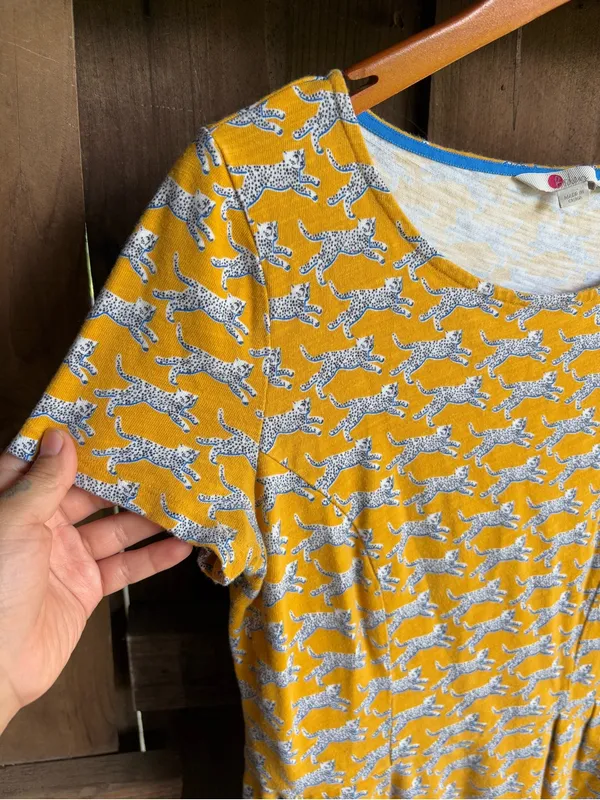 Boden Mustard Yellow Cheetah Animal Print Cotton Dress - Image 2