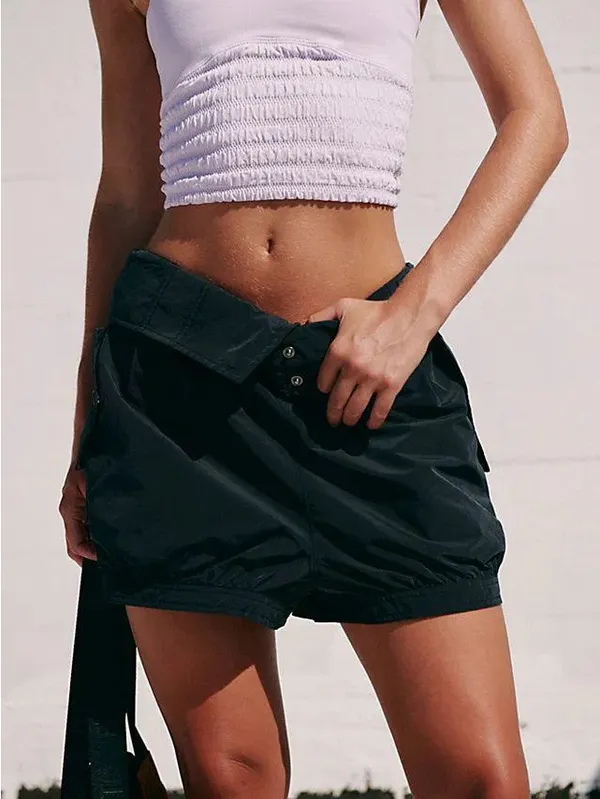 Free People Black Convertible Balloon Baggy Utility Shorts Women’s Size Small - Image 10