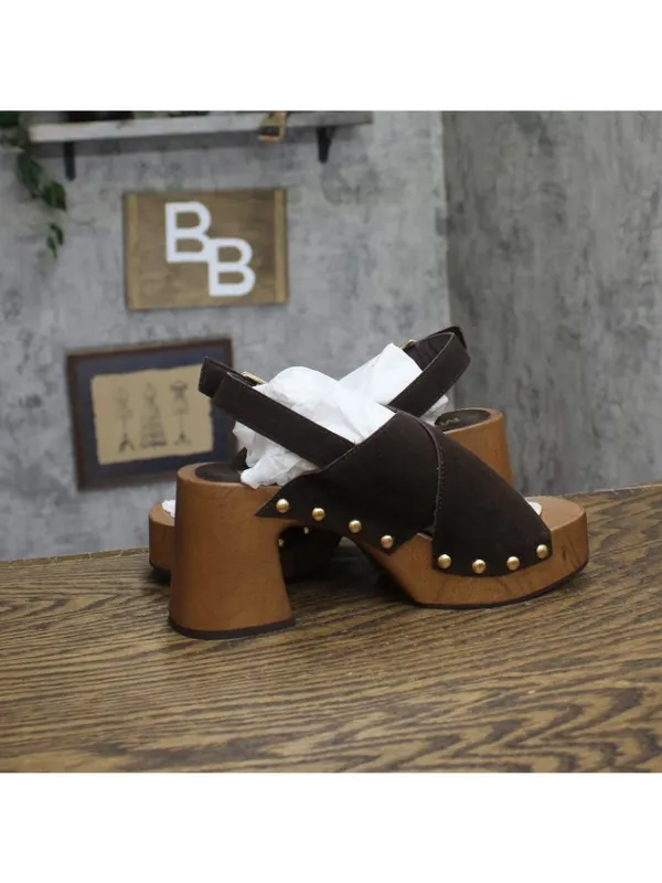 NWT Mia Womens Eudora Platform Heels Studded GS1754706 Chocolate Brown 8M - Image 11