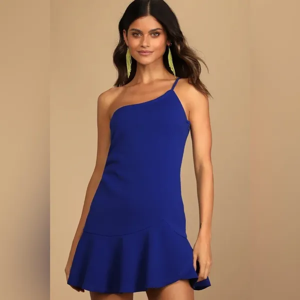 NWT Lulus‎ Glamour Goals One-Shoulder Mini Dress in Cobalt Blue Size Extra Small - Image 10