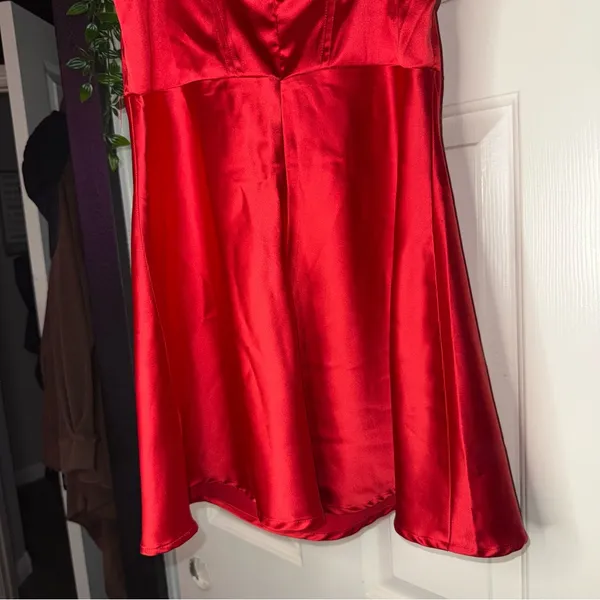 Sky to Moon - NWOT Red Satin Chemise Dress - Size Large - Image 14