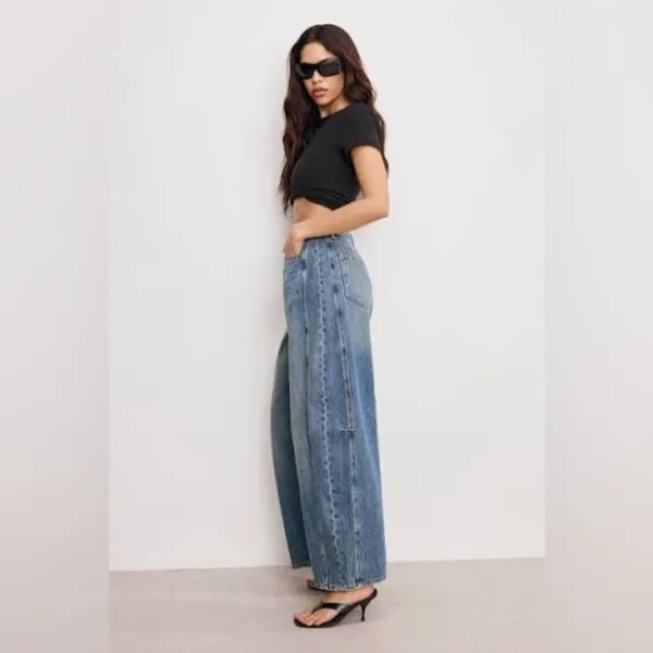 NEW Good American Extreme Barrel Jeans ~ SOLD OUT ~ Indigo ~ Size 14 / 32 - Image 2