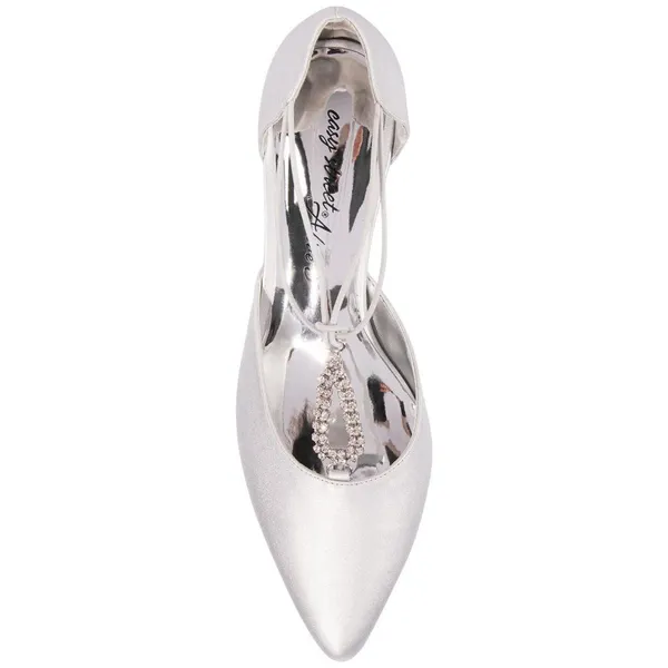 NWT Easy Street Womens Moonlight Dress Pump Evening Heels Silver Satin Gray 8M - Image 4