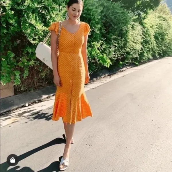 Rachel Parcell Yellow Polka Dot Midi Dress - Image 2