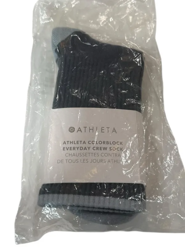 Athleta Colorblock Crew Socks Gray Blue NWT Women’s M/L - Image 3
