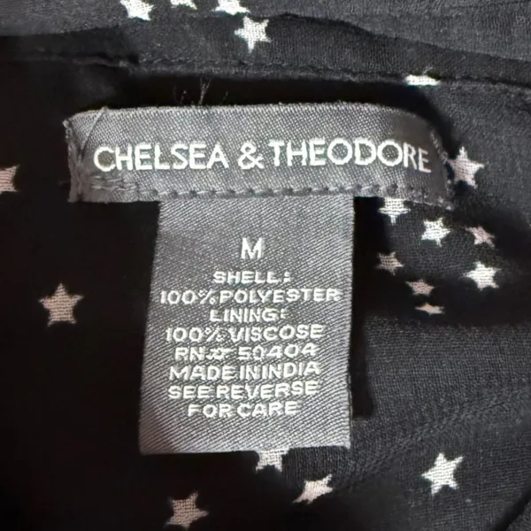 Chelsea & Theodore Semi-Sheer Whimsical Button Down Blouse Star Print Women's M - Image 6