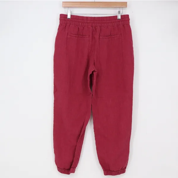 Athleta Linen Jogger Womens 6P Retreat Burgundy Elastic Waist Drawstring - Image 4