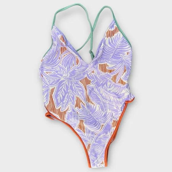 Maaji Lavander Wisteria Mae Reversible One-Piece Swimsuit Size Small - Image 5