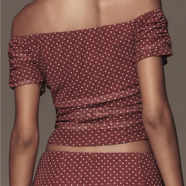 NWT Anthropologie The Frolic Polly Polka Dot Off-the-Shoulder Mesh Top Size XL - Image 2