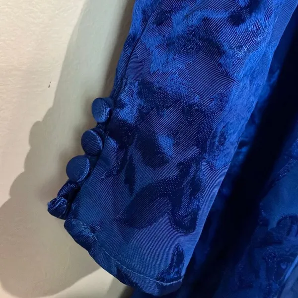 Majorelle Bedford Mini Dress cobalt blue floral satin wrap Small #800 - Image 5