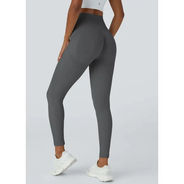 Halara‎ OneForm Seamless Flow High Waisted Ruched 7/8 Yoga Leggings Medium Gray - Image 2