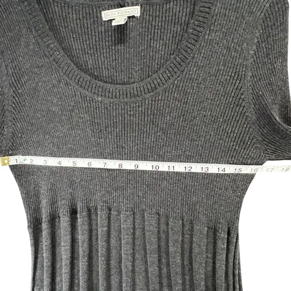 Dana Buchman Sweater Dress With Scarf‎ XL Gray Ribbed Fit Flare Timeless Career - Image 5