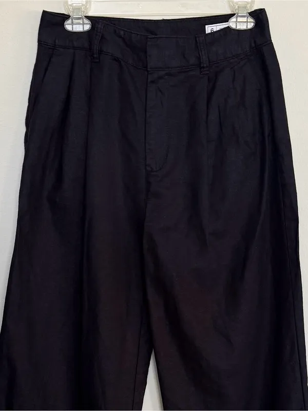 GAP Black Pleated Linen Pants size 6 - Image 3