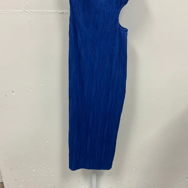 Hello Molly Blue One Shoulder Side Cutout Plisse Midi Dress US 4 S - Image 5