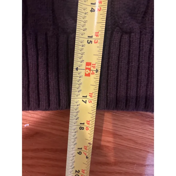 Sunday‎ Best Aritzia Brown Merino Wool Cable Knit Polo Sweater Cropped Small - Image 6