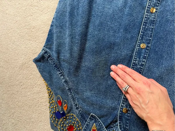 Vintage L.A. Blues Jeweled‎ Studded Denim Tunic Shirt Jacket Size 14-16 - Image 14