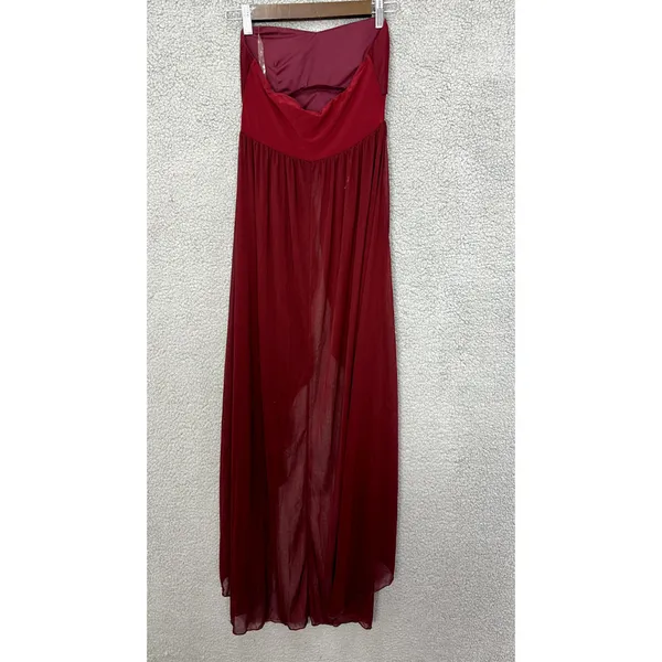 Vintage Y2K Babydoll‎ Maxi Dress Womens Small Red Beaded Chiffon Fairy HOCO Prom - Image 2