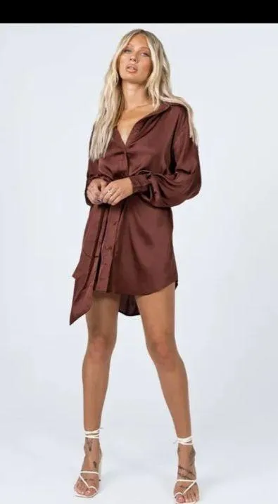 Princess Polly Leighton Mini Dress Brown - Image 3