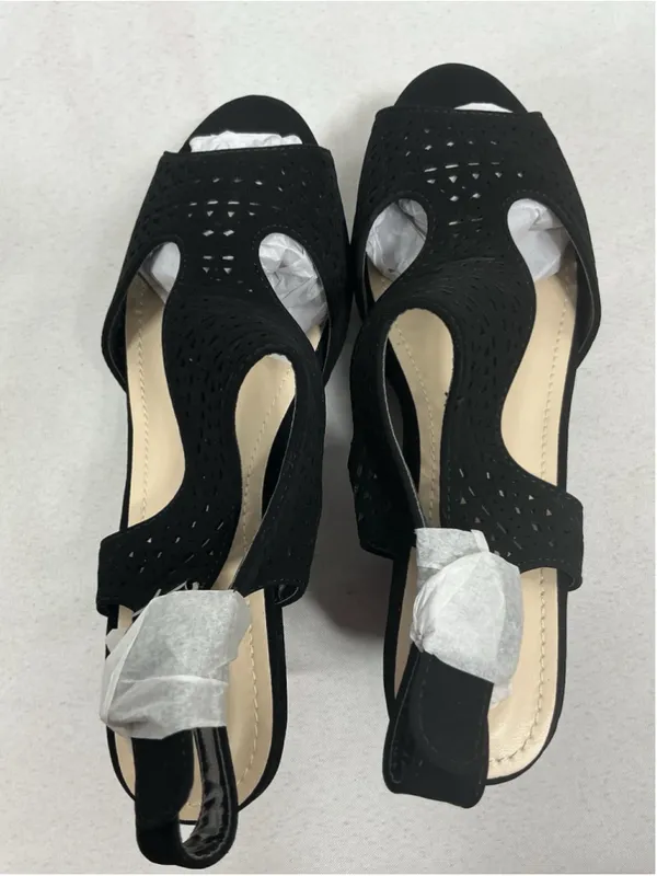 Womans New In Box Bonnibel Tanika Platform Wedge Slingback Sandals 7 Black - Image 5