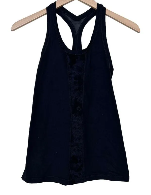 Lululemon Black Flocked Cool Racerback Tank Top Sz XS - Image 5