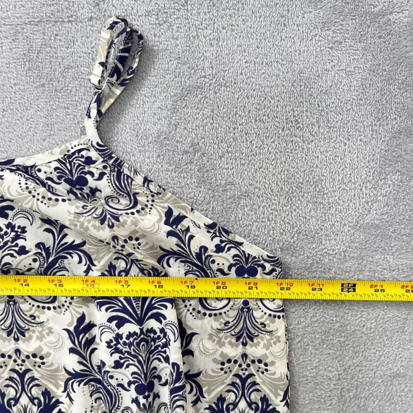 Dokotoo Boho Blue White Damask Paisley‎ Spaghetti Strap Tiered Maxi Dress XL NWT - Image 8
