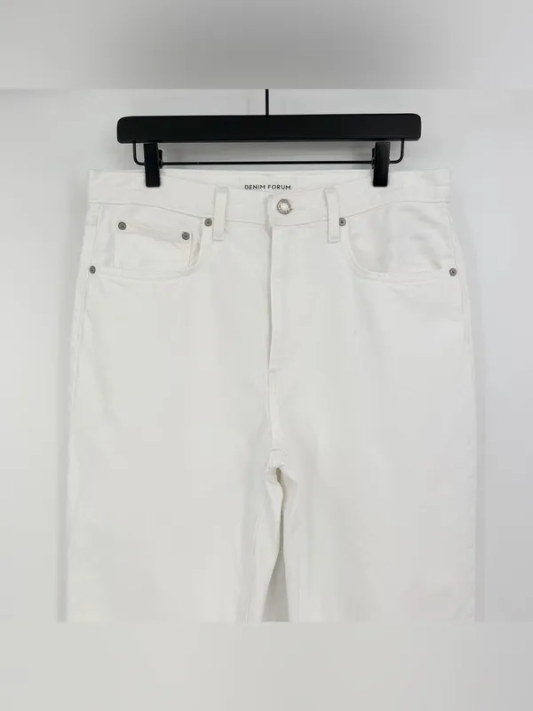 DENIM FORUM *Flawed The Farrah Hi-Rise Wide Leg Jean White 30 - Image 2