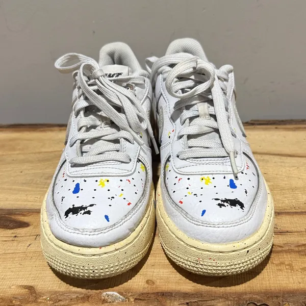 Nike Air Force 1 paint Splatter Size Youth 6/woman’s 7.5‎ B36 - Image 4