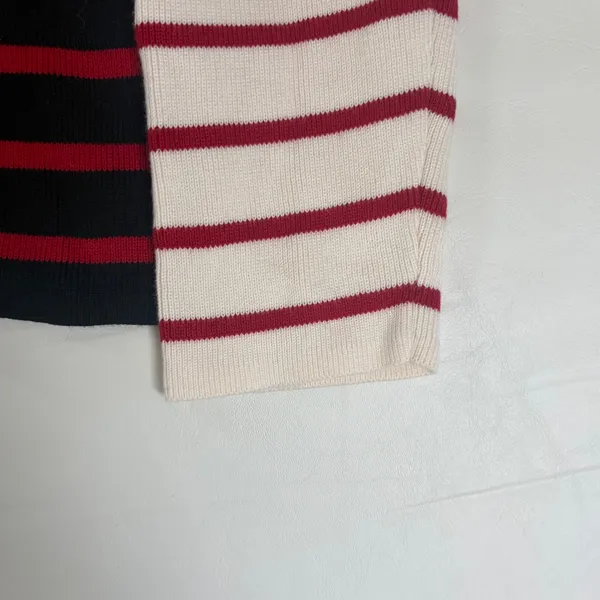 Cabi Oversized Pullover Sweater Picnic Red White Black Striped Pocket Size Small - Image 10