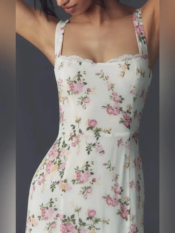 NEW Reformation Irisa Floral ivory Midi Dress Sz 6 - Image 3