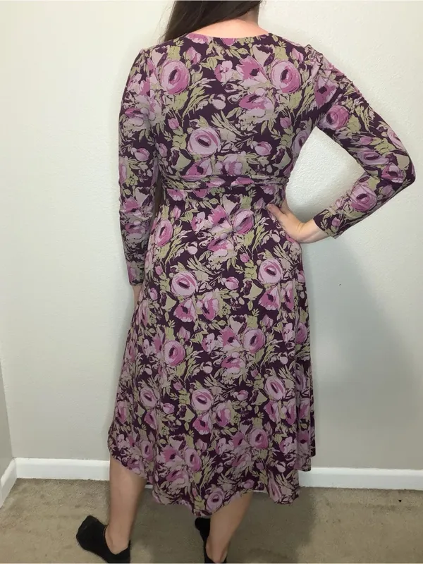 Pact Fit & Flare Wrap Dress Medium Berry Jam Floral Organic Cotton - Image 2