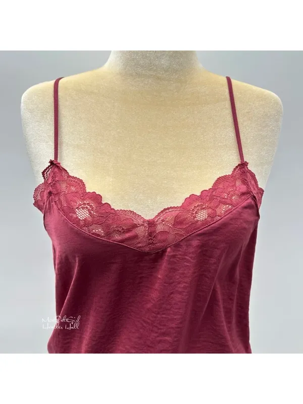 Pink Rose Lace-Trimmed Cami Top Size Large - Image 2