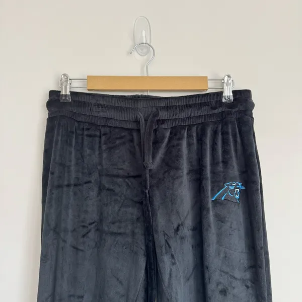 NFL Carolina Panthers Velour‎ Elastic Waist Medium Women Jogger Pants Bla… - Image 3
