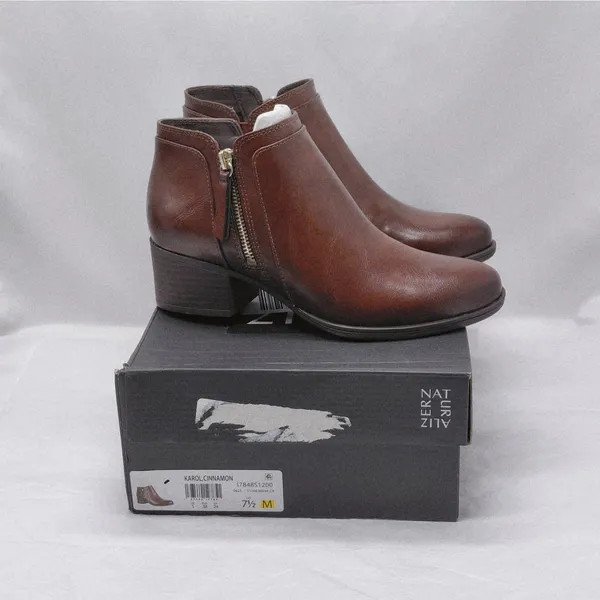 Naturalizer Womens Ankle Boots Size 7.5 Brown Comfort Western Booties Cowgirl - Image 13