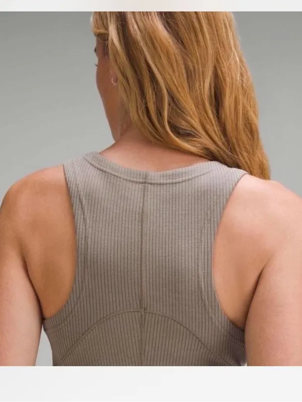 LULULEMON‎ Ribbed Softstreme Slim-Fit Tank Top Dress in Nomad size 12 - Image 3