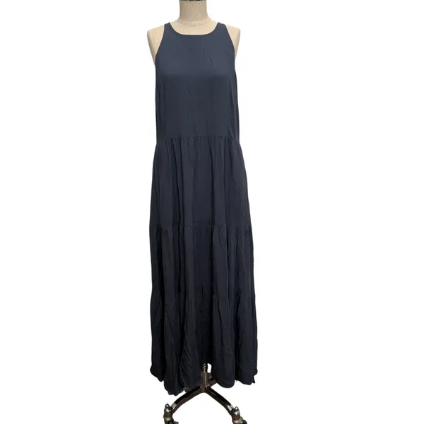 Richer Poorer Sleeveless Tiered Maxi Dress Gray High Neck Flowy Boho Summer - Image 2