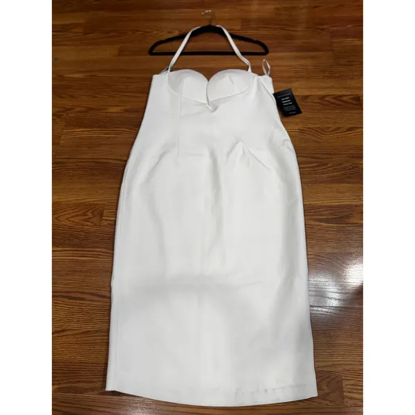 Retrofête Cheryl White Bridal Halter Bodycon Midi Dress NWT Women’s XL - Image 11