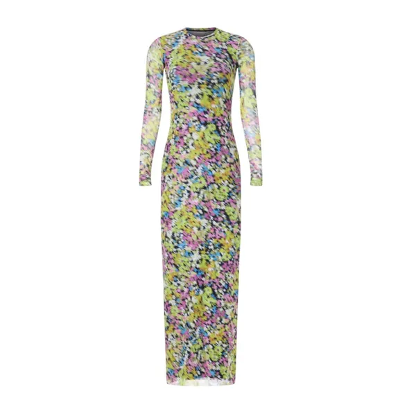 AFRM Abstract Mesh Maxi Dress XS Bodycon Slinky Long Sleeve Didi Designer $90 - Image 9