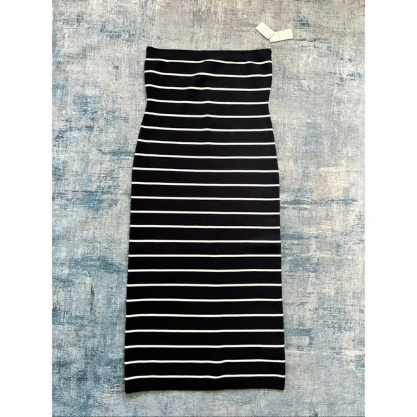 NWT! Abercrombie and Fitch Black White Strapless Midi Sweater Dress XL - Image 2