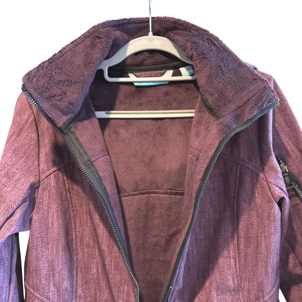 Free Country Women's Herringbone Softshell Hooded Jacket Purple Size‎ Small - Image 3