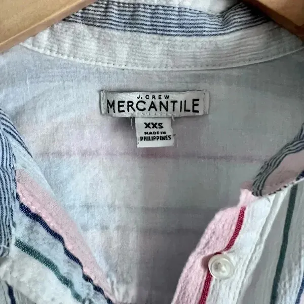 J.Crew Mercantile Rainbow Seersucker Collared Tie Front Dress Size XXS - Image 8