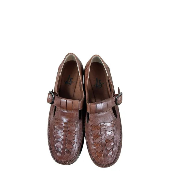 LifeStride Studio Brown Leather Loafer Shoes Women’s 8.5W Woven Slip On Buckle - Image 2